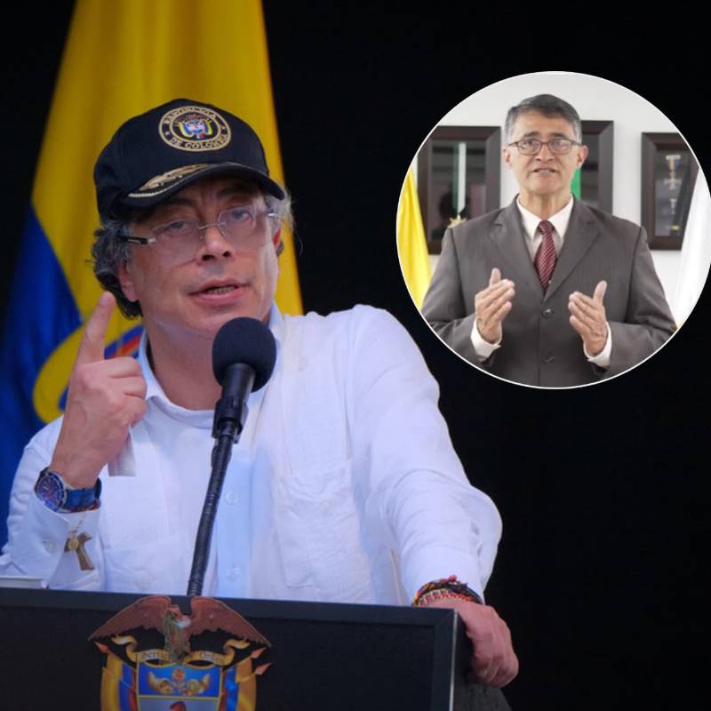 Presidente Gustavo Petro y el director de Medicina Legal, Ariel Emilio Cortés. Foto: Colprensa y captura de video.