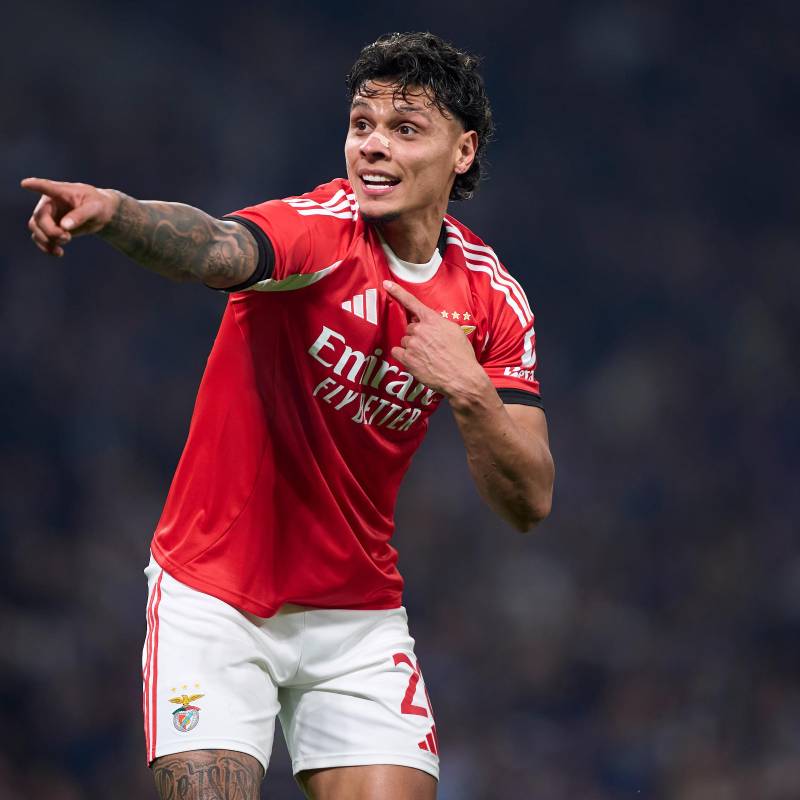 Richard Ríos se encuentra en etapa de recuperación y es duda del Benfica frente al Real Madrid. FOTO : GETTY