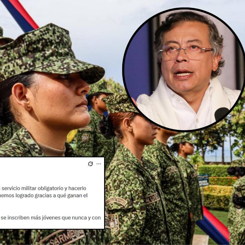 En el mensaje que compartió el mandatario a través de sus redes sociales, aseguró que prometió “en campaña acabar el servicio militar obligatorio y hacerlo voluntario”. FOTO: Colprensa y tomada de X @petrogustavo