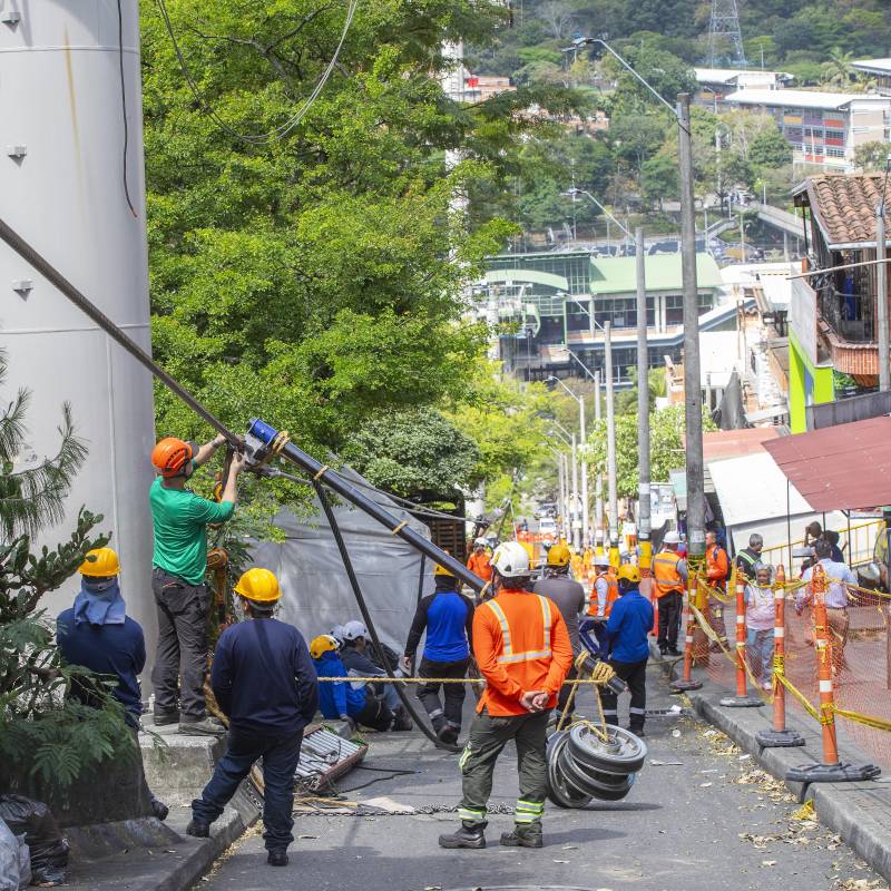 Imagen de referencia del mantenimiento de la Línea K del Metrocable. Foto: EL COLOMBIANO
