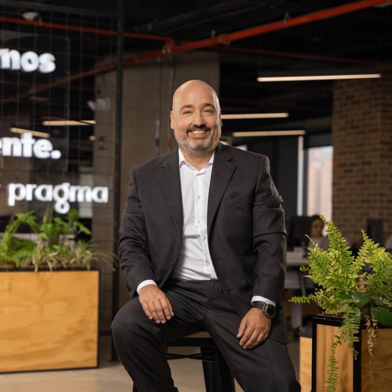 Marcos Vélez Botero, al frente de Pragma desde 2012, lidera la firma paisa que creó Nequi y participa en la arquitectura digital que mueve el dinero en Colombia. FOTO: Cortesía