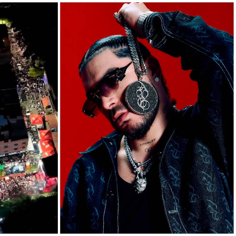 El montaje del escenario y la logística del evento implicaron bloqueos totales en varios tramos de la carrera 70 y calles aledañas, una operación coordinada por la Secretaría de Movilidad para permitir el desarrollo del espectáculo de Ryan Castro. FOTOS pantallazo de Instagram @medellinenelmapa y Colprensa