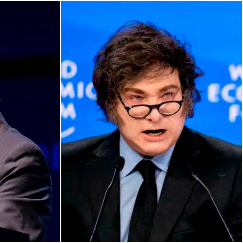 Gustavo Petro, presidente de Colombia; y Javier Milei, mandatario de Argentina. FOTO: Tomada de X @infopresidencia y AFP