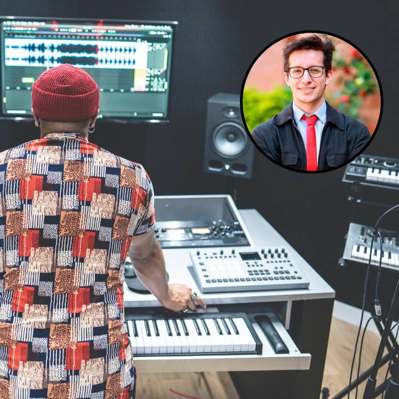 Diversos estudios evidencian la necesidad de trabajar en la salud mental de los músicos. En el círculo, el músico y psicólogo Nicolás Benavides. FOTOS Getty y Manuel Saldarriaga