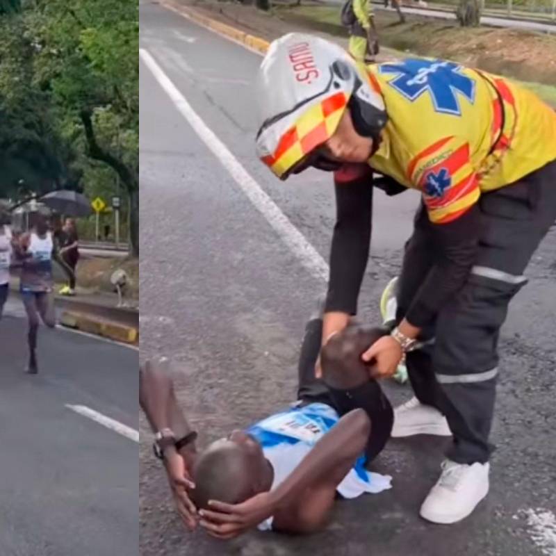 El momento de la caída del atleta quedó registrado en video durante la carrera. FOTO: CAPTURA DE PANTALLA
