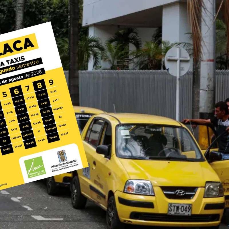 Movilidad en Medellín, rotación de pico y placa en taxis. Foto: Manuel Saldarriaga