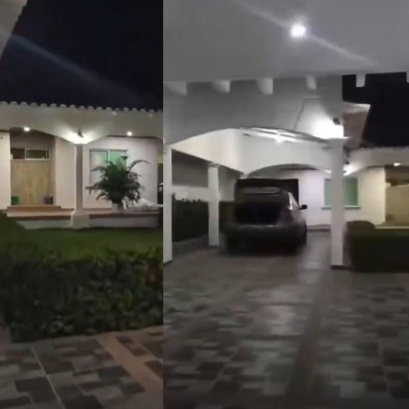 La vivienda cuenta con un amplío jardín y estaba rodeada de un fuerte esquema de seguridad. Fotos: capturas videos cortesía