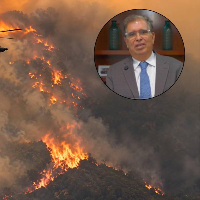 El ministro de Ambiente, Fabio Arjona informó que investigan las causas del incendio cerro de San Marcos en Villa de Leyva. Foto: captura de video