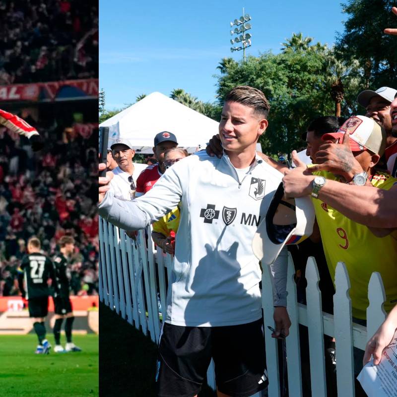 El extremo guajiro Luis Díaz es el segundo goleador de la Bundesliga de Alemania. El cucuteño James Rodríguez se perfila como figura alterna de la MLS. Foto: Getty y tomada del x de @MNUFC
