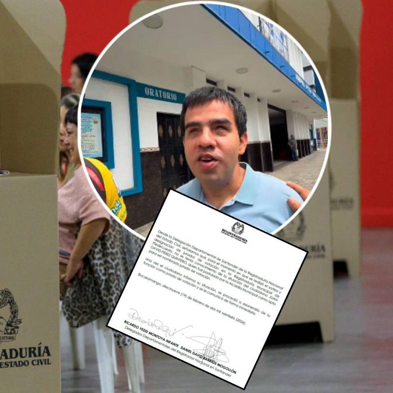 En Piedecuesta, tres personas con discapacidad visual fueron designadas como jurados de votación. Fotos: Andrés Camilo Suárez Echeverry, captura de video @juandael10 y Registraduría.