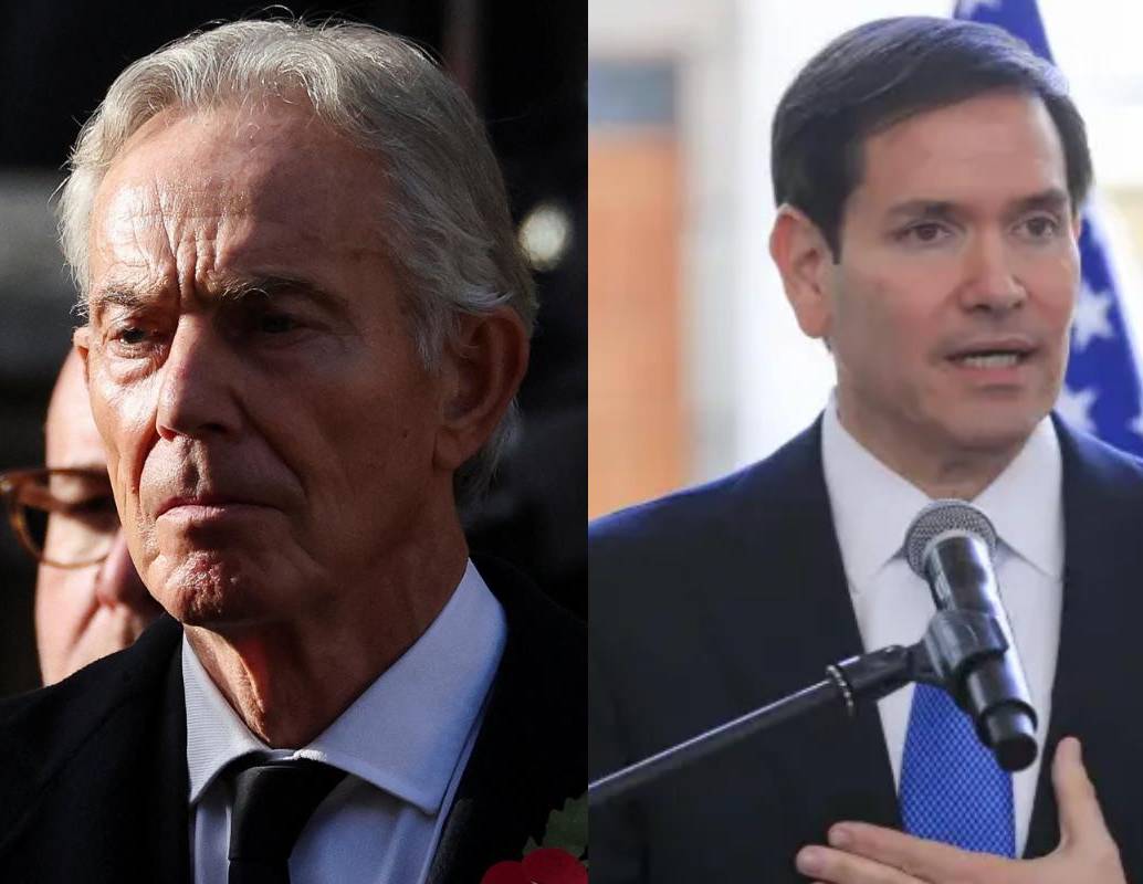 El ex primer ministro británico Tony Blair y al secretario de Estado de Estados Unidos, Marco Rubio, fueron nombrados por el presidente, Donad Trump, como parte del “consejo de paz” en Gaza. FOTO: AFP. 