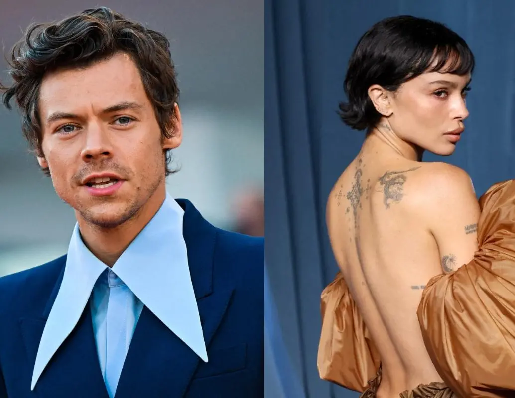 Harry Styles y Zoë Kravitz fueron vistos recientemente juntos en Londres, donde el anillo de la actriz desató rumores de compromiso. FOTO: AFP. 