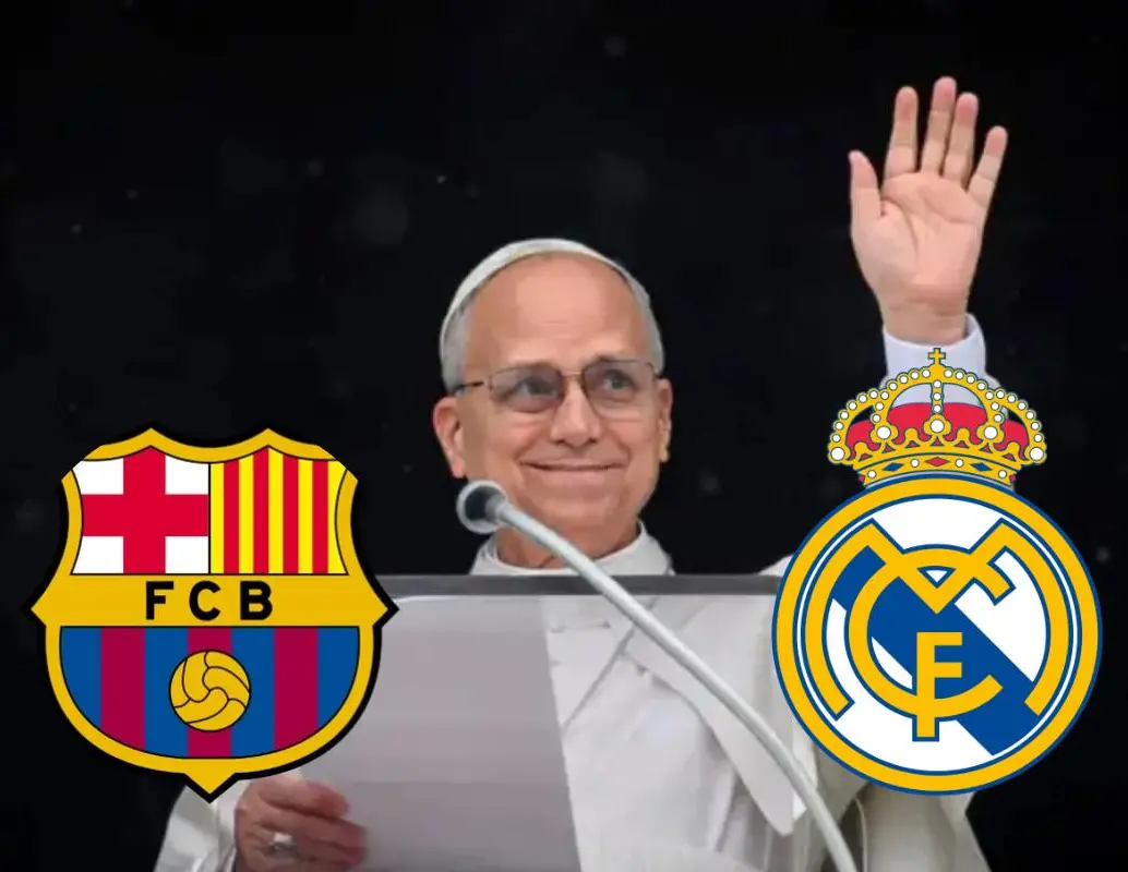 Durante el vuelo que lo llevó a España, el papa León XIV habló sobre su relación con el deporte y cuál es su equipo español preferido. FOTO: Getty, TyC Sports, futbolpedia. 