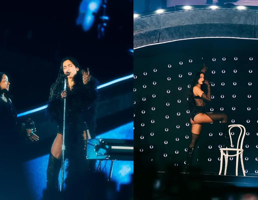 Dua Lipa durante su concierto en Bogotá. FOTO: SENCIA BOGOTÁ. 