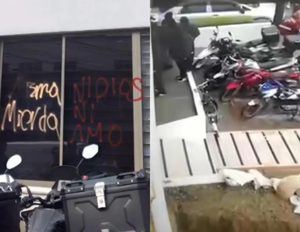 La sede del partido MIRA y la campaña presidencial de Paloma Valencia fueron vandalizadas durante disturbios registrados en Bogotá. FOTO: Partido MIRA.