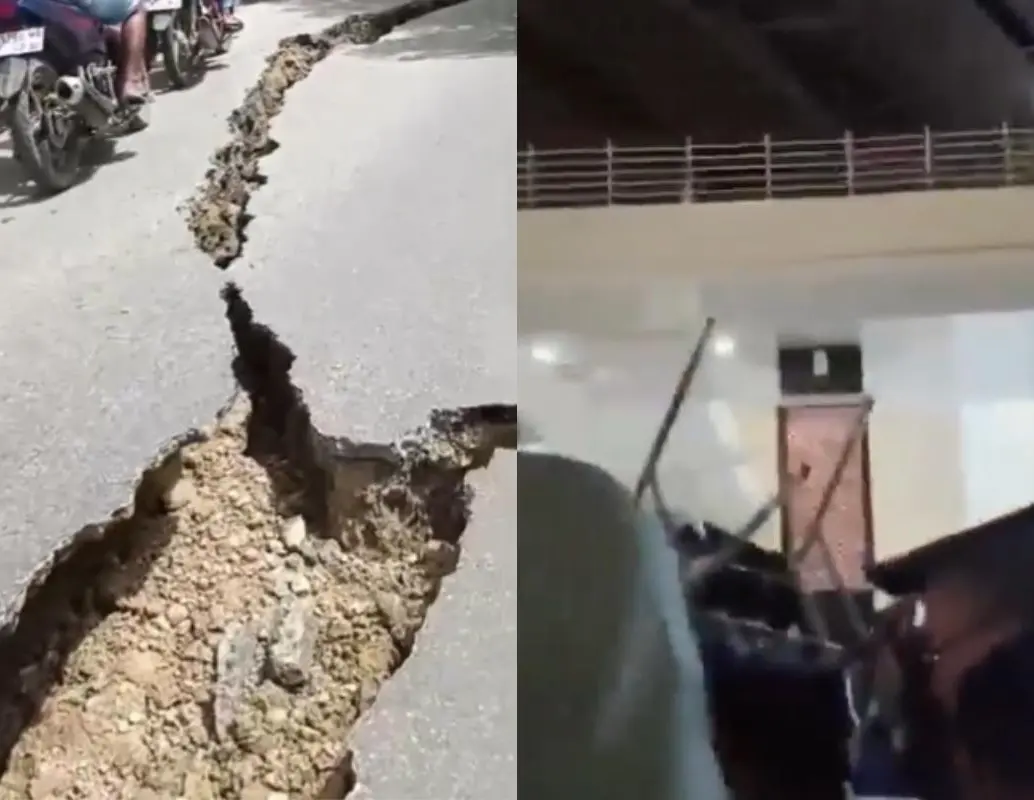 Equipos de emergencia evalúan los daños causados por el terremoto de magnitud 6,7 que sacudió el centro de Indonesia y afectó varias localidades cercanas a la ciudad de Palu. FOTO: Redes sociales.
