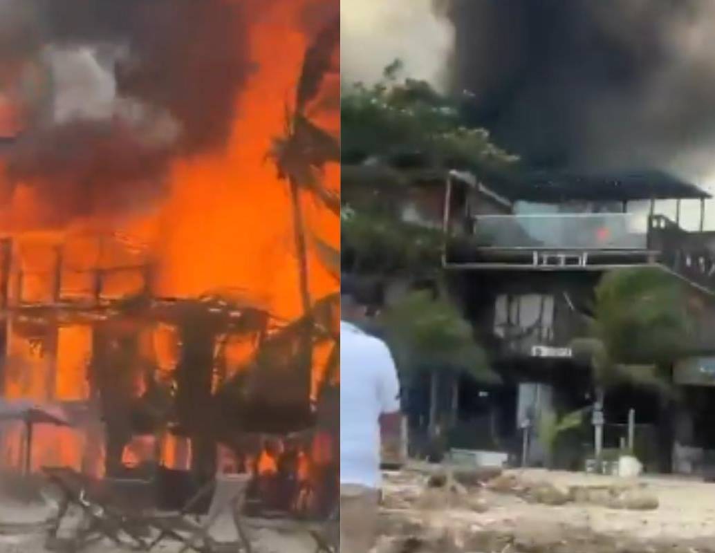 Los bomberos adelanta labores en la zona para el control de las llamas. FOTO: captura de video. 