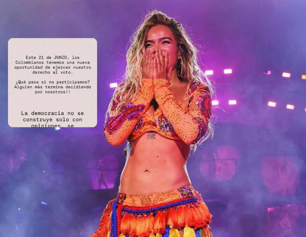 Karol G utilizó sus redes sociales para invitar a los colombianos a participar en la segunda vuelta presidencial del 21 de junio y recordó que las decisiones tomadas en las urnas tienen efectos que perduran durante años. FOTO: Getty Images, captura de pantalla @Karolg vía Instagram. 