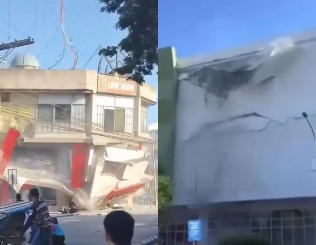 Equipos de emergencia y rescatistas trabajan entre los escombros tras el terremoto de magnitud 7,8 que sacudió el sur de Filipinas y dejó decenas de muertos, heridos y desaparecidos. FOTO: Captura de video. 