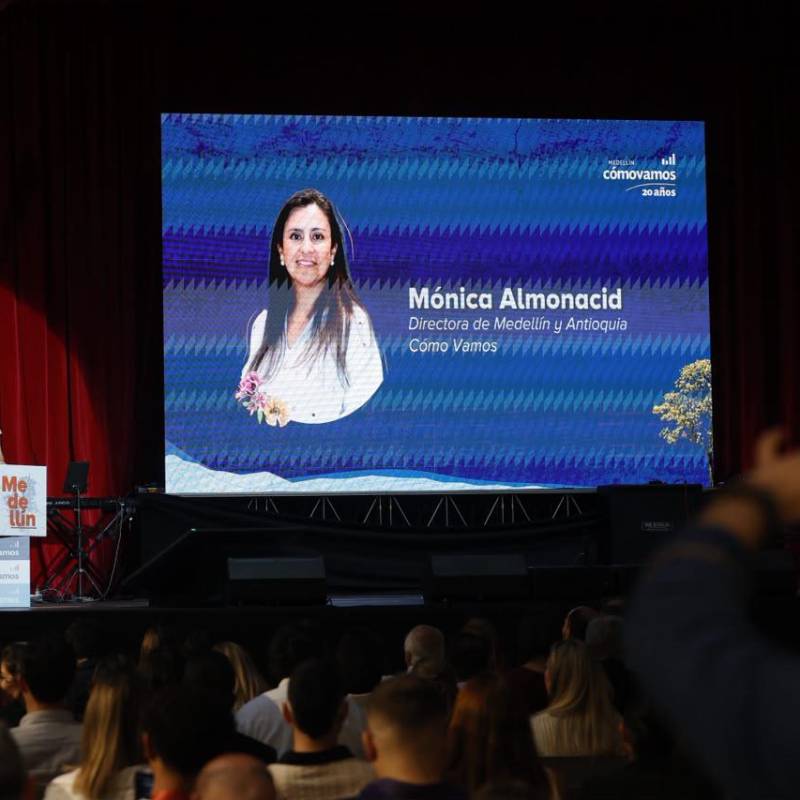La directora de Medellín Cómo Vamos, Mónica Almonacid, durante la conmemoración de los 20 años de ese programa. FOTO: Camilo Suárez