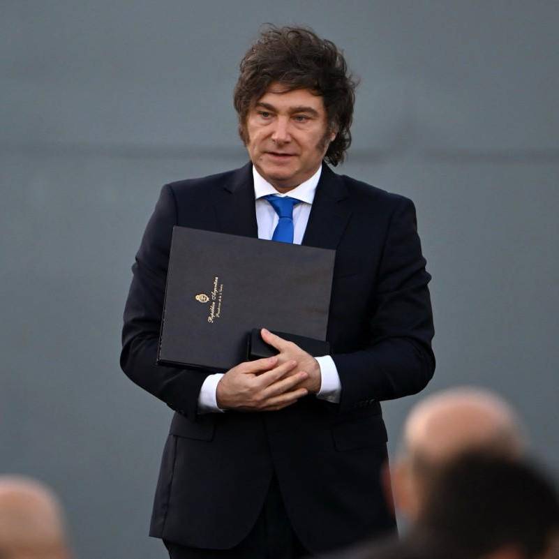 Javier Milei, asiste a la presentación oficial de un proyecto de reforma integral del Código Penal. FOTO: AFP