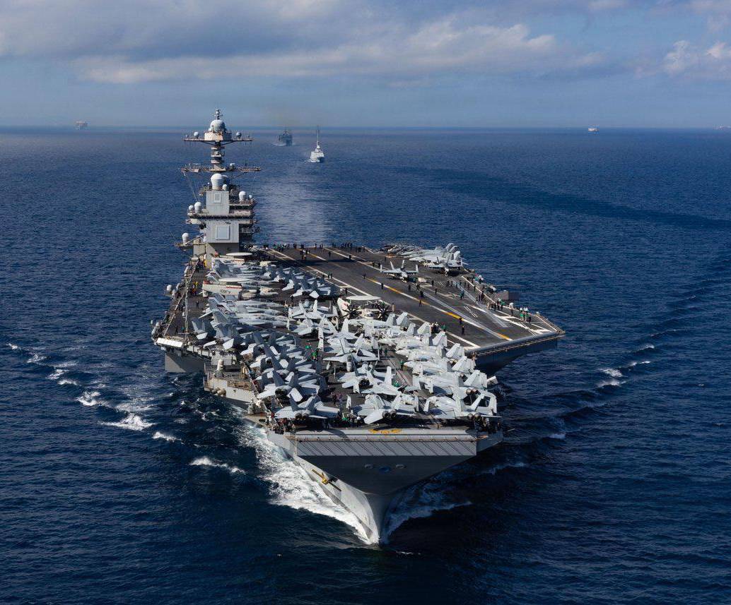 <span class="mln_uppercase_mln">El</span><b><span class="mln_uppercase_mln"> USS Gerald R. Ford, el portaaviones más grande y moderno del mundo de la Marina de Estados Unidos, se une a las operaciones antinarcóticos en el Caribe. FOTO: US NAVY</span></b>