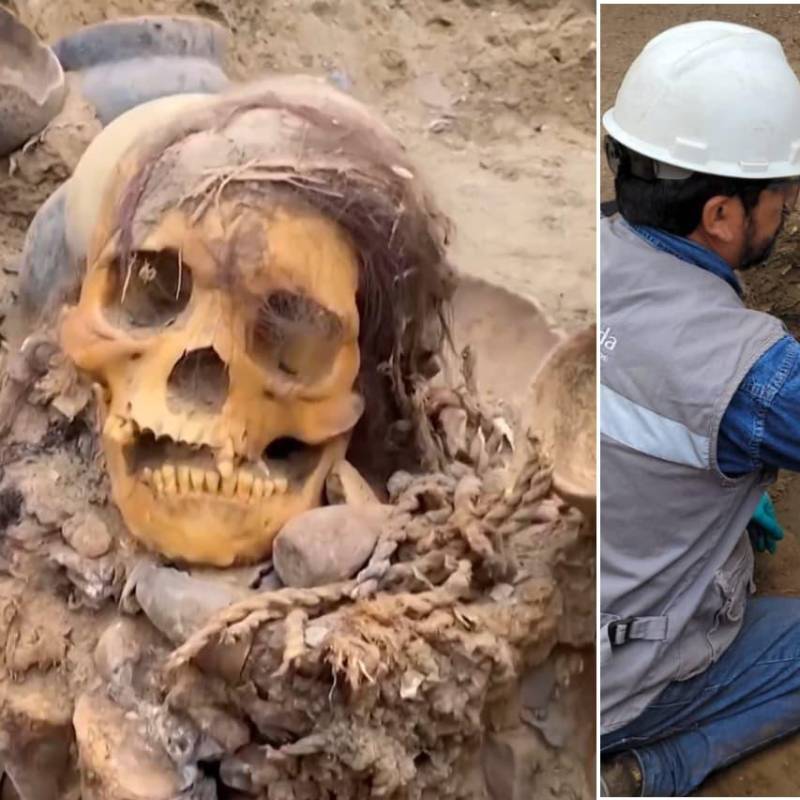 Un sorprendente hallazgo se produjo en Lima, Perú, cuando obreros instalaban tuberías. FOTOS: Empresa Cálidda