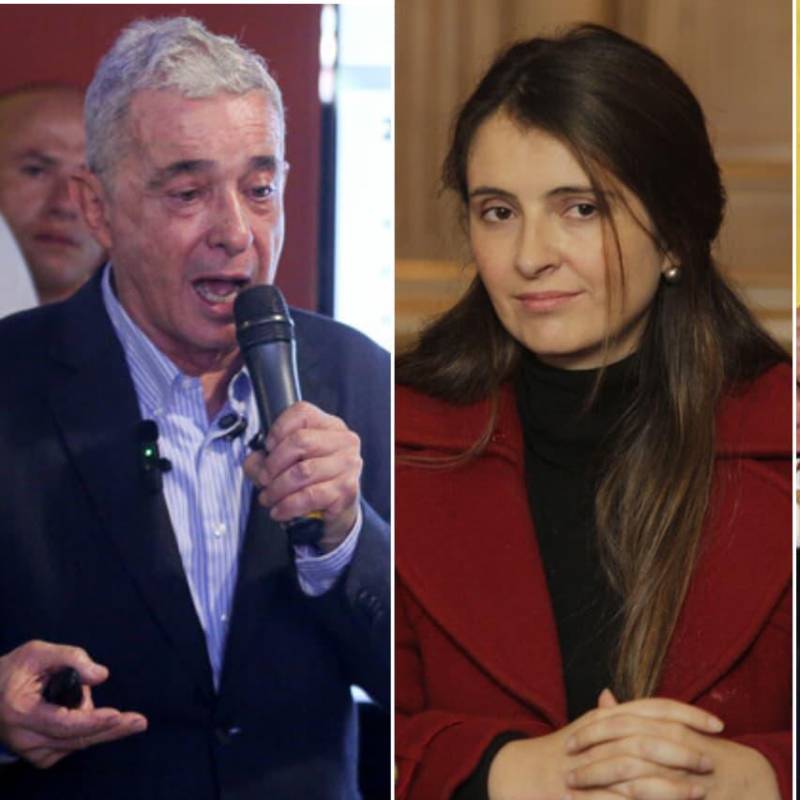 Álvaro Uribe (izquierda) advirtió que Gustavo Petro ha atacado a Paloma Valencia, lo que -según él- podría derivar en un magnicidio como el de Miguel Uribe Turbay. FOTOS: Colprensa