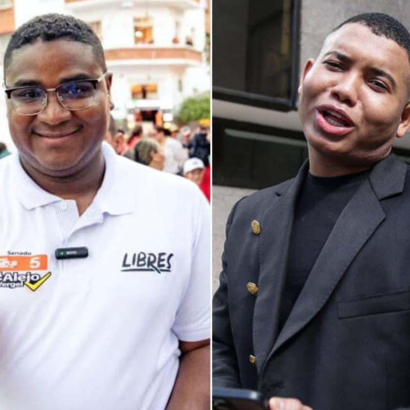 Óscar David Benavides (izquierda) le ganó la curul afro a Miguel Polo Polo en las elecciones legislativas de 2026. FOTOS: Tomada de redes sociales - Colprensa 