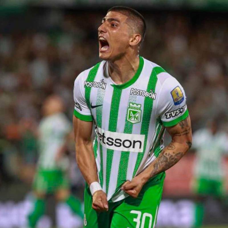 El argentino Juan Francisco Bauzá se ha destacado en los últimas fechas con Atlético Nacional con sus goles y el sacrificio en el campo de juego. FOTO MANUEL SALDARRIAGA 