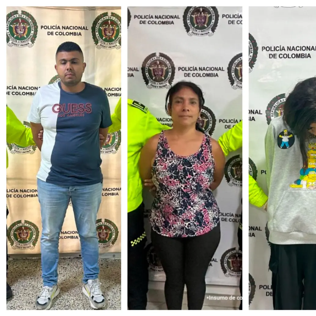 Tres de los imputados al momento de la captura en operativos realizados en Medellín. FOTO: Cortesía Fiscalía