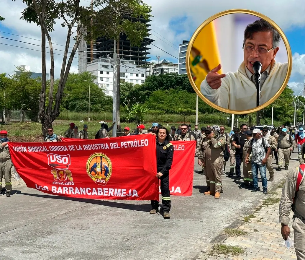 Gustavo Petro cuestionó el manejo histórico de recursos petroleros y pidió priorizar inversiones en energías limpias. FOTOS: Colprensa y cortesía USO 