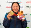 La antioqueña Daniela Zapata fue la primera colombiana en subir a lo más alto del podio en los Juegos Suramericanos de Santa Fe. FOTO @fecnacolombia
