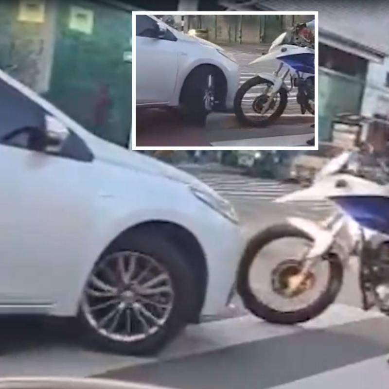 El conductor de este carro invadió el carril de metroplús en la avenida Oriental y en la calle 30 y luego de una persecución fue interceptado por agentes de la Secretaría de Movilidad de Medellín. FOTOS: CORTESÍA