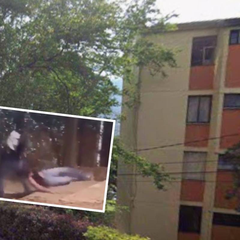 En los alrededores de la urbanización La Toscana, en el barrio Córdoba, de Medellín, se ve cómo el hombre le propina la golpiza a una mujer. FOTOS: GOOGLE MAPS Y TOMADA DE VIDEO