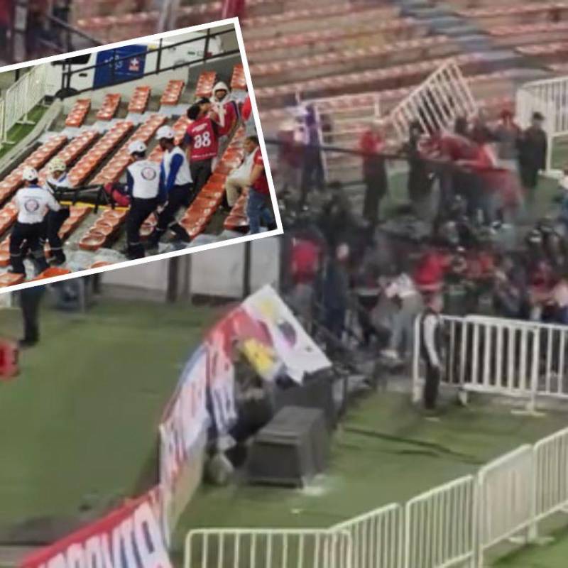 Estos altercados se registraron al minuto 80 del encuentro, cuando el Poderoso ya ganaba 2-0. El origen de los mismos sería la inconformidad de algunos desadaptados que estarían inconformes por la presencia de adeptos al cuadro barranquillero. FOTOS: CORTESÍA