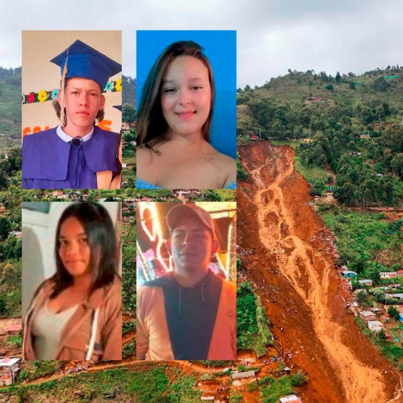Juan David Lozano Hernández (arriba, izq.), Carolina Ciro Castro (arriba, der.), Meleidys Martínez Oquendo (abajo, izq.) y César Hoyos Cantero (abajo, der.) son cuatro de las víctimas cuyos familiares vivían en el Oriente antioqueño o en el departamento de Córdoba. FOTOS: Camilo Suárez y cortesía