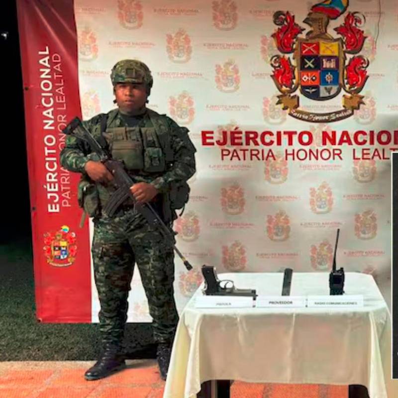 Un arma de fuego y un radio se le encontraron a alias Malacara, el presunto responsable del asesinato del capitán Juan Carlos Amaya Méndez el pasado 10 de junio. FOTO: CORTESÍA