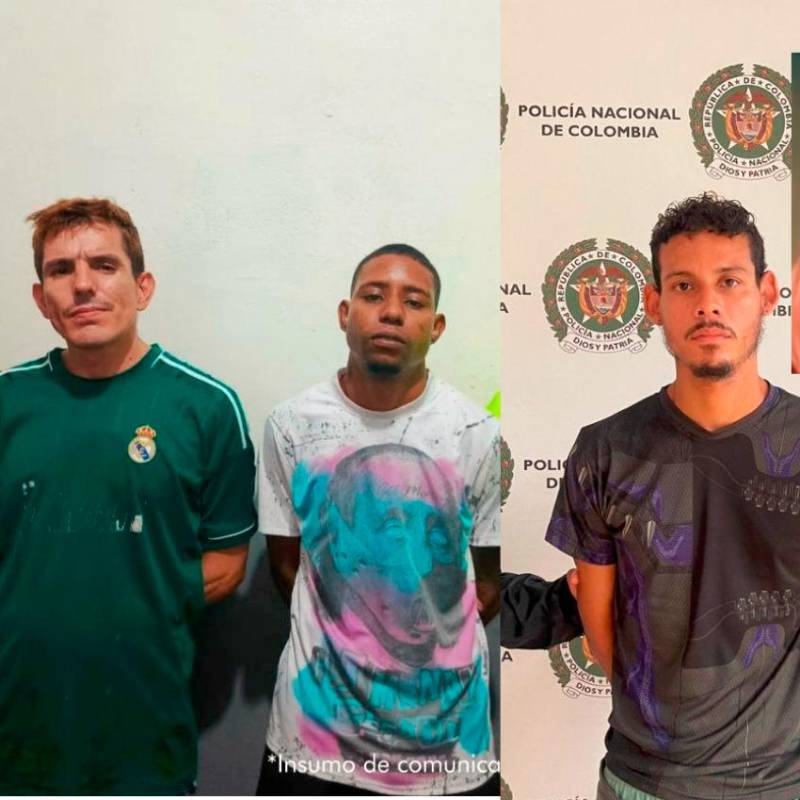 Por el asesinato de la periodista María Victoria Correa Ramírez (detalle), en Envigado, fueron capturados Juan Camilo Carvajal Burbano (izq.), alias Gafas, y Deiby Yulián Posso Pretel (centro), alias Cali, en la capital de Valle del Cauca, mientras que en Prado, Tolima, las autoridades detuvieron a Yuván Daniel Arenas Gómez, alias El Mello. FOTOS: CORTESÍA