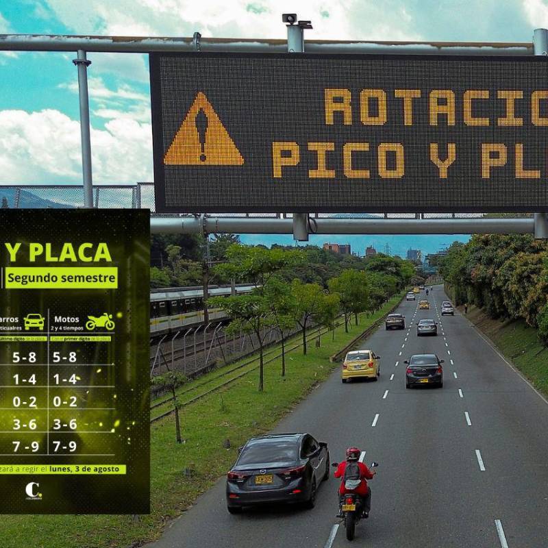 Así quedó la rotación del pico y placa en Medellín para el segundo semestre de este año. La rotación comenzará a regir a partir del 3 de agosto. FOTO: MANUEL SALDARRIAGA
