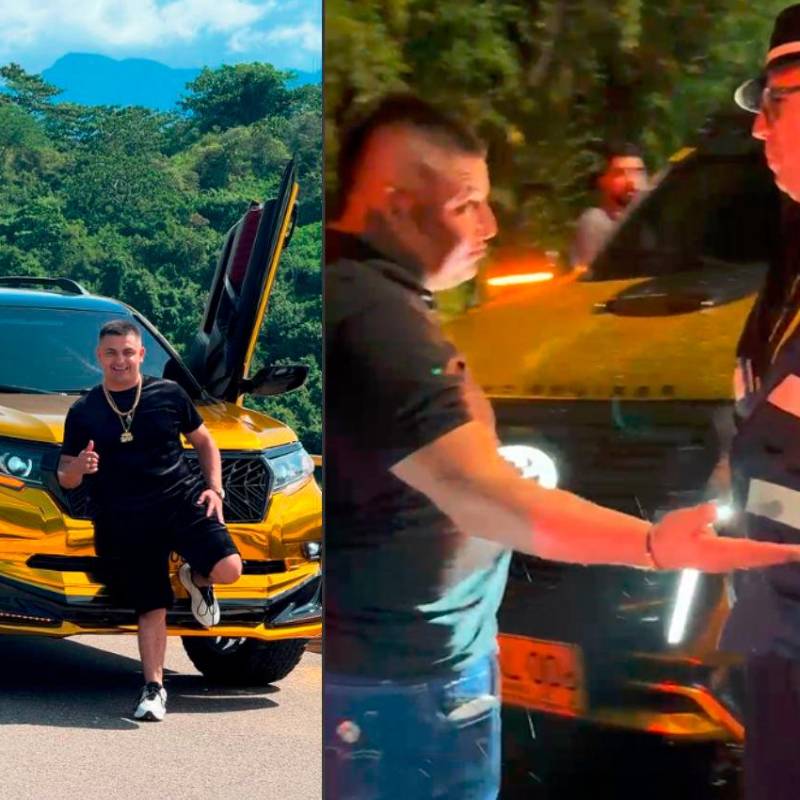 El influenciador, conocido como El Billetudo, terminó agrediendo verbalmente a un agente de la Secretaría de Movilidad de Medellín cuando este le anunció que le iba a inmovilizar su particular camioneta por dos infracciones de tránsito. FOTO: Tomada de Instagram y cortesía