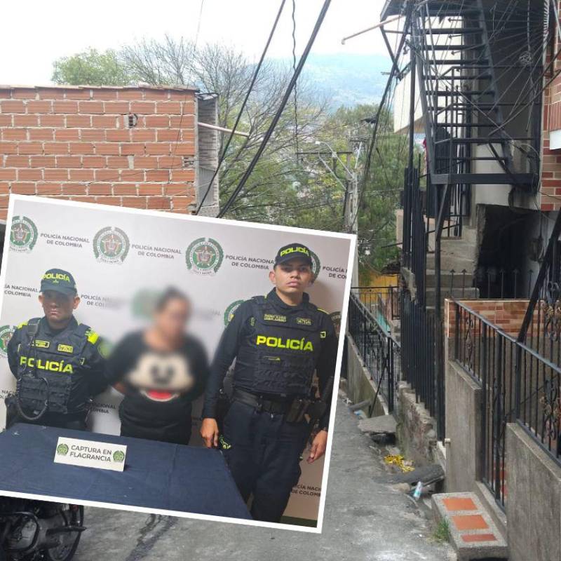 Una mujer, identificada como Marianela Hidalgo Aguirre (detalle), de 50 años, fue capturada por la muerte de Jhon Kevin Murillo Peláez, de 32 años, en el barrio Villa del Socorro, de Medellín. FOTOS: GUILLERMO LEÓN OSPINA MUÑOZ Y CORTESÍA