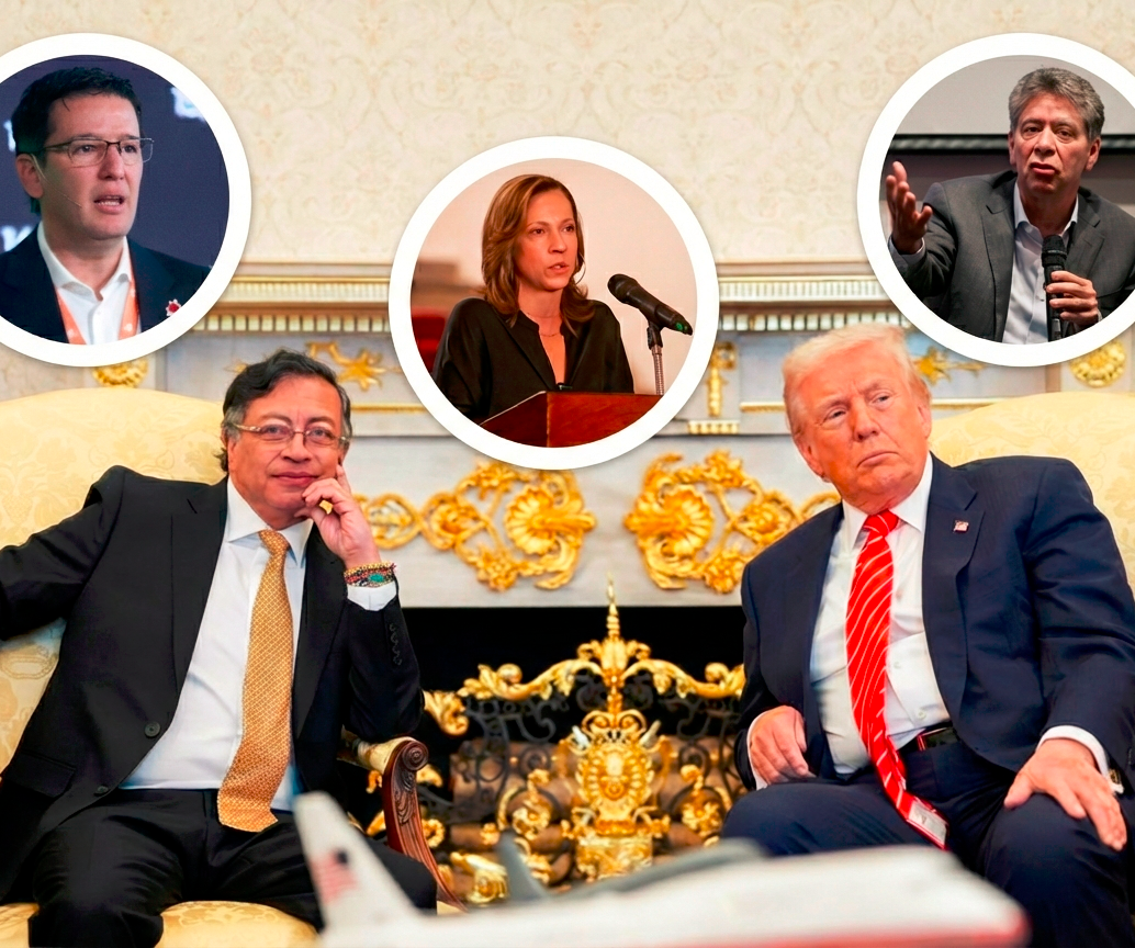 Bruce Mac Master, Germán Bahamón y María Claudia Lacouture se refirieron a la reunión de los presidentes Donald Trump y Petro. FOTOS COLPRENSA Y PRESIDENCIA. 