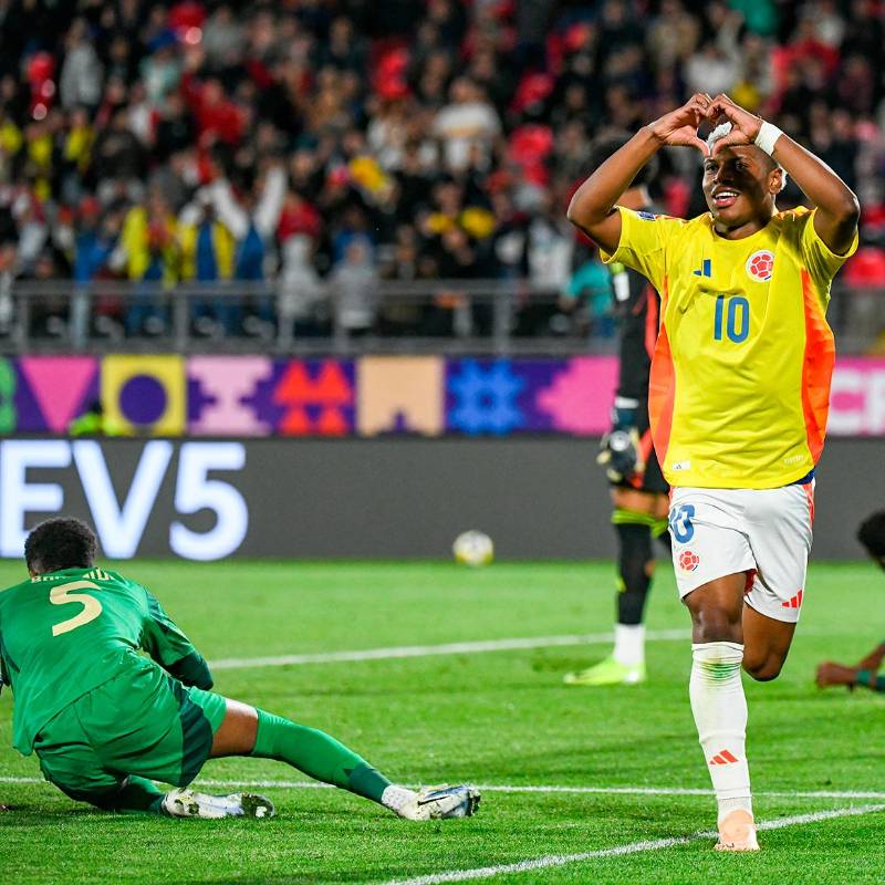 Óscar Perea festejando su gol, el primero de Colombia en el Mundial Sub-20. FOTO FCF 
