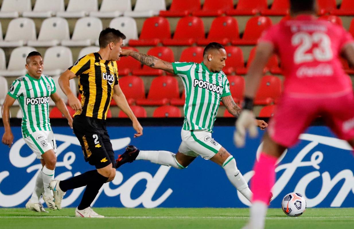Atlético Nacional se impuso de visita y se trae buena ventaja para el partido de vuelta de la fase 2 de la Copa Libertadores. Foto: EFE