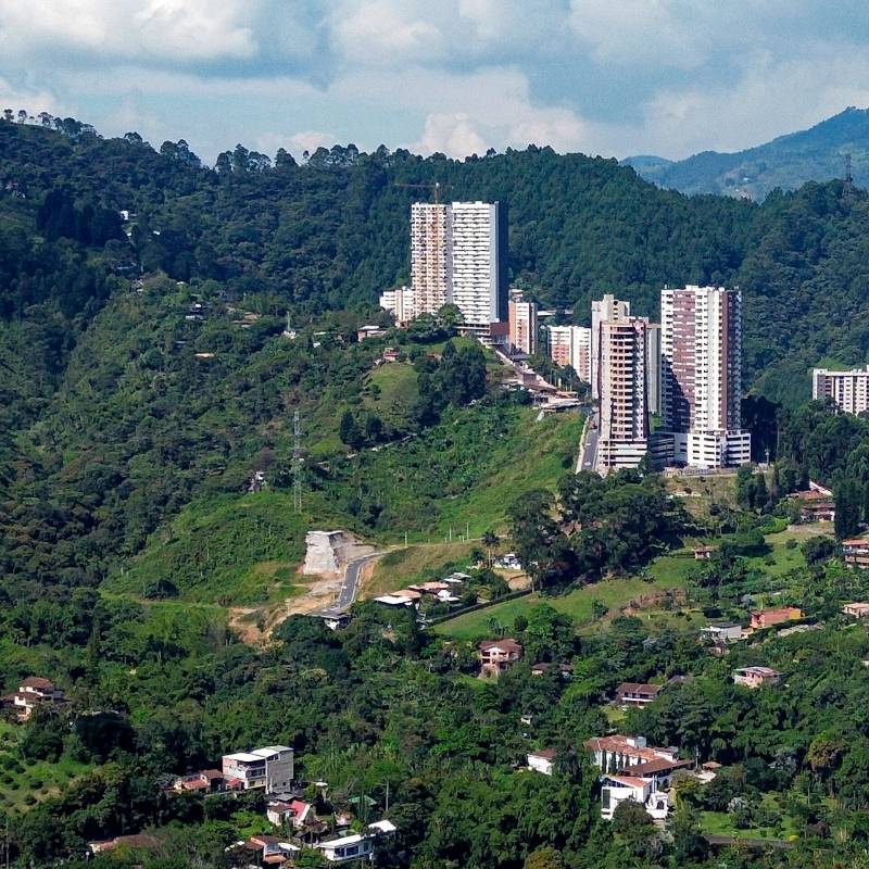 Vista aérea del Plan Parcial Caminos de La Romera, en Sabaneta, FOTO MANUEL SALDARRIAGA