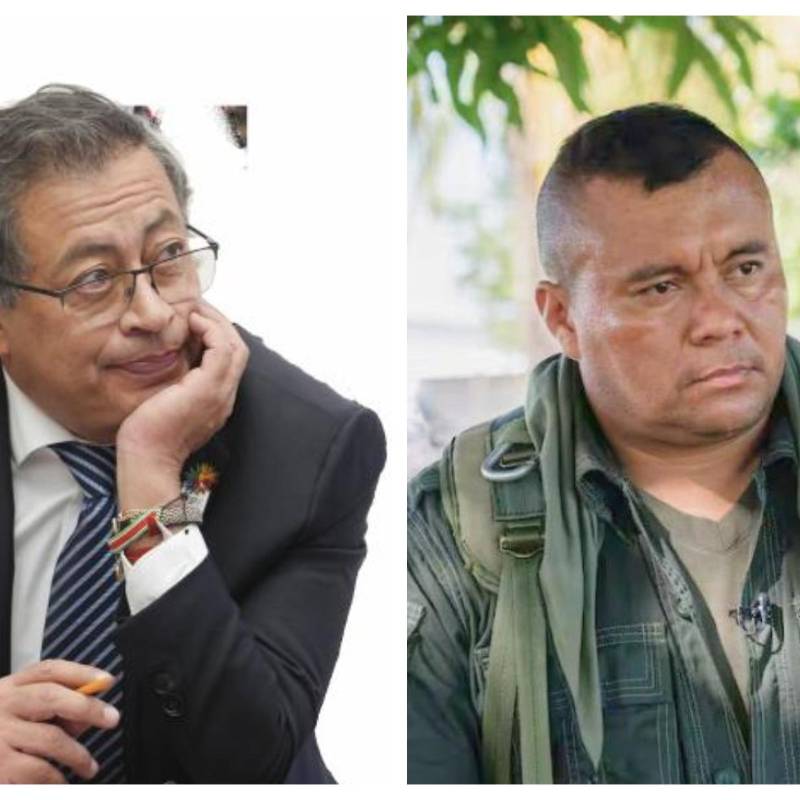 A la izquierda, el presidente Gustavo Petro. A la derecha, alias Calarcá, jefe de las Disidencias. FOTO GETTY e imagen tomada de redes.