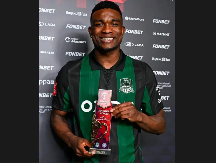 Constantemente el colombiano Jhon Córdoba es exaltado como jugador del partido con el Krasnodar en Rusia. FOTO TOMADA X@FCKrasnodar