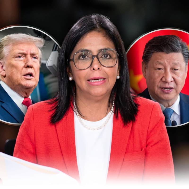 Delcy Rodríguez, presidenta encargada de Venezuela; Donald Trump, presidente de Estados Unidos; y Xi Jinping, presidente de China, en medio de las tensiones geopolíticas por el futuro del petróleo venezolano. FOTO: Getty.