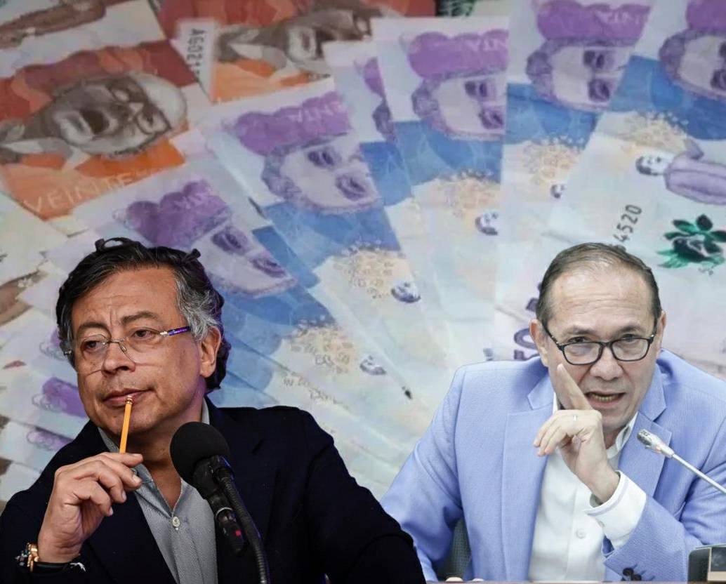 Gustavo Petro, presidente de Colombia; y su ministro de Trabajo, Antonio Sanguino. FOTO: Colprensa.